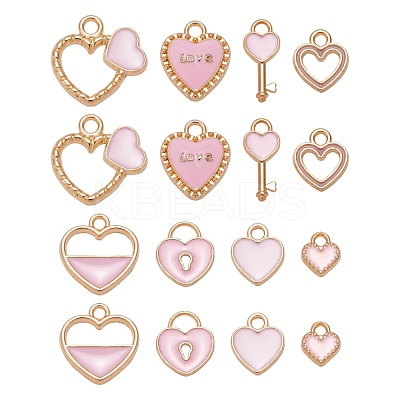 80Pcs 8 Style Light Gold Alloy Enamel Pendants ENAM-LS0001-69-1