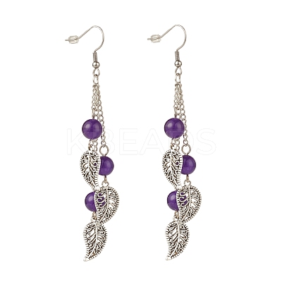 Natural Malaysia Jade Bead Dangle Earrings EJEW-JE04823-05-1