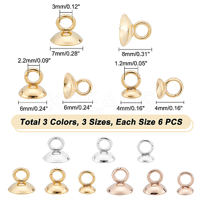 36Pcs 6 Style 201 Stainless Steel Bead Cap Pendant Bails STAS-DC0008-28-1