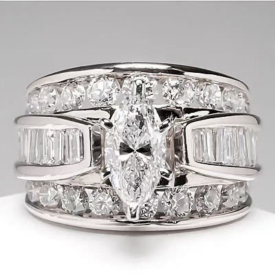Horse Eye Alloy with Crystal Rhinestone Finger Rings FS-WG251C3-08-1