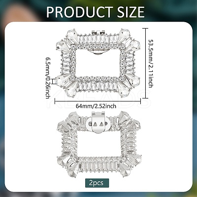 2Pcs Platinum Alloy & Rhinestone Detachable Shoe Buckle Clips FIND-FG0003-11-1