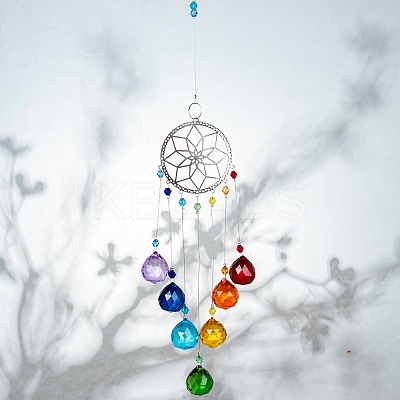 Crystals Chandelier Suncatchers Prisms Chakra Hanging Pendant AJEW-Q142-01-1