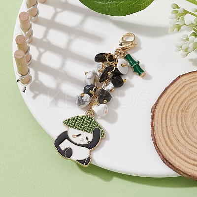 Panda Alloy Enamel Pendant Decorations HJEW-JM01275-05-1