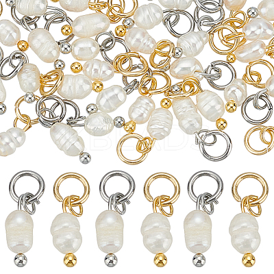 30Pcs 2 Colors Natural Cultured Freshwater Pearl Rice Charms PALLOY-AR00041-1