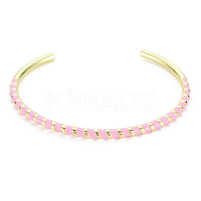 Twisted Brass Enamel Cuff Bangle BJEW-T020-02A-NF-1
