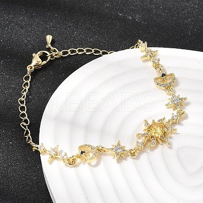 Brass Micro Pave Cubic Zirconia Link Bracelets BJEW-H639-06G-1