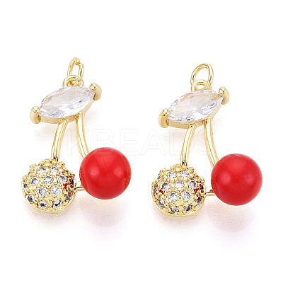 Brass Micro Pave Cubic Zirconia Pendants KK-N265-05G-1