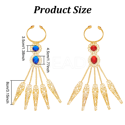 4pcs 2 Colors Acrylic Oval Full Hand Ring Bracelet BJEW-AN0001-23-1