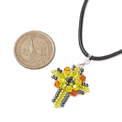 Transparent Electroplate Glass Pendant Necklaces NJEW-MZ00040-03-1