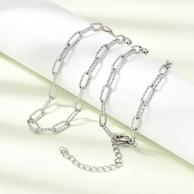 4MM 304 Stainless Steel Textured Paperclip Chain Necklaces for Man and Women SA-CBAB767-09P-1