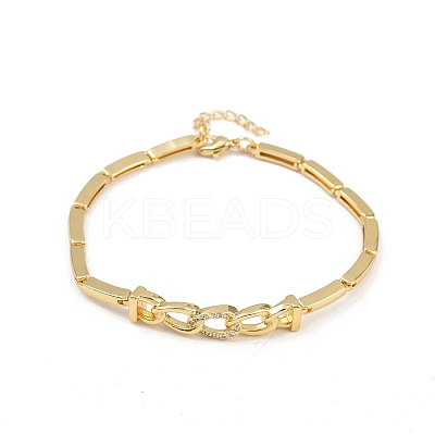 Brass Micro Pave Clear Cubic Zirconia Link Bracelets for Women BJEW-F504-05G-1