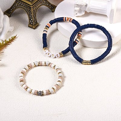 Love Beads Stacking Stretch Bracelets Set for Women BJEW-SZ0001-93-1