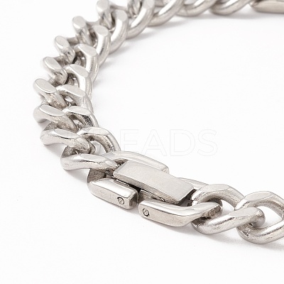 Rectangle 304 Stainless Steel Link Bracelet with Crystal Rhinestone for Men Women STAS-P304-13P-1