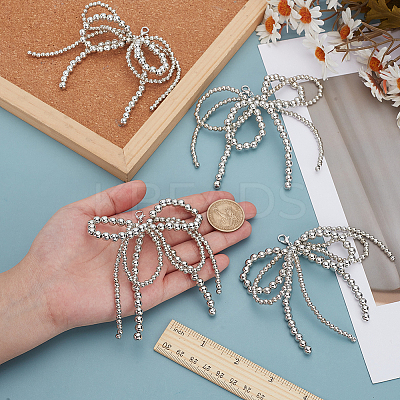 4Pcs Bowknot Plastic Imitation Pearl Beads Shoe Charms AJEW-HY0001-92-1
