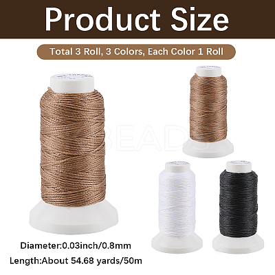 3 Rolls 3 3 Colors Flat Waxed Polyester Cord OCOR-CL0001-12B-1