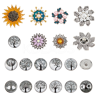 18Pcs 7 Style Alloy & Brass Rhinestone Snap Button DIY-NB0008-36-1