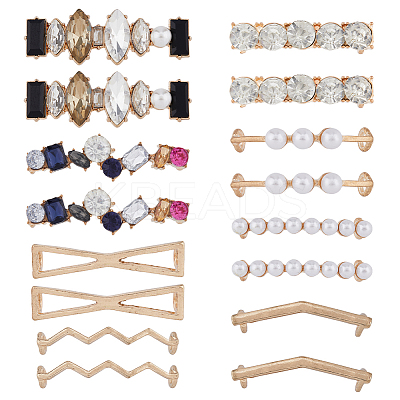 16Pcs 8 Styles Alloy Shoe Lace Buckle Clips FIND-FH0007-90-1