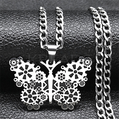 Punk Style 201 Stainless Steel Pendant Necklaces LS-NJEW-C066-06P-1