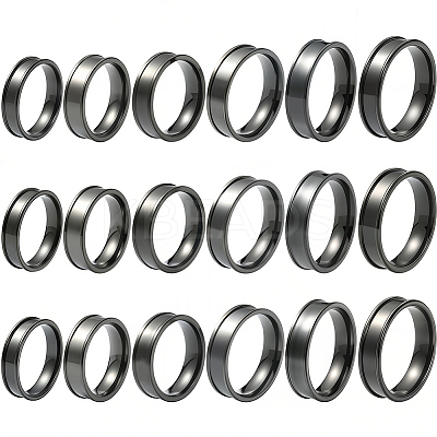 18Pcs 6 Styles 201 Stainless Steel Grooved Finger Ring Settings STAS-SC0010-59-1