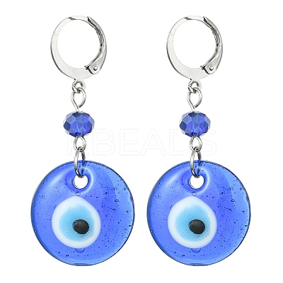 Evil Eye Glass Leverback Earrings EJEW-JE05573-01-1