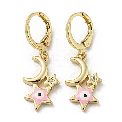 Real 18K Gold Plated Brass Dangle Leverback Earrings EJEW-A033-18G-02-1