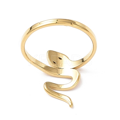 Ion Plating(IP) 304 Stainless Steel Snake Adjustable Ring for Women RJEW-I097-06G-1