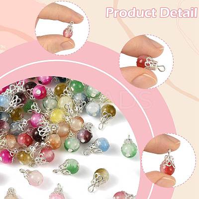 100Pcs 10 Colors Crackle Baking Paint Imitation Jade Glass Charms PALLOY-FS00056-1