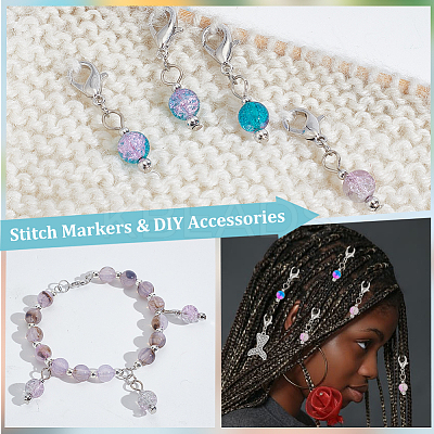 Round & Mermaid Fishtail Pendant Stitch Markers HJEW-AB00312-1
