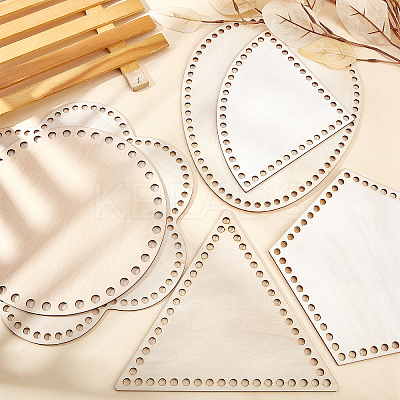 6Pcs 6 Style Wooden Basket Bottoms WOOD-PH0001-87-1