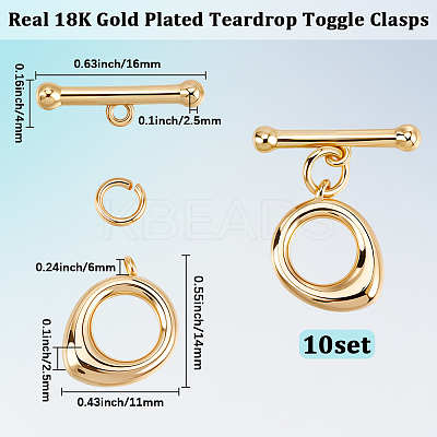 10Sets Brass Toggle Clasps KK-BBC0025-38-1