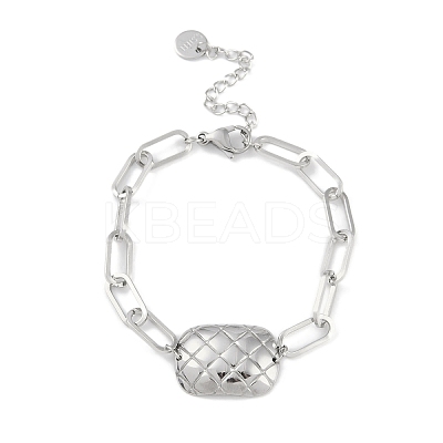 Tarnish Resistant 304 Stainless Steel Paperclip Chain Rectangle Link Bracelets for Women BJEW-C071-02P-1