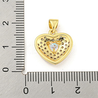 Heart Rack Plating Brass Micro Pave Cubic Zirconia Charms KK-Z053-17G-1