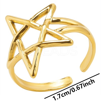 Stainless Steel Star Open Cuff Ring Women GD1255-2-1