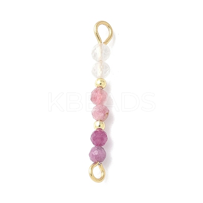 Faceted Round Natural Quartz Crystal & Ruby & Pink Tourmaline Beaded Connector Charms PALLOY-JF03530-09-1