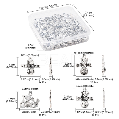 60Pcs 4 Styles Tibetan Style Zinc Alloy Pendants TIBEP-FS0001-35-1