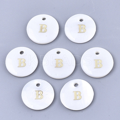 Natural White Shell Mother of Pearl Shell Charms SSHEL-N036-053B-1