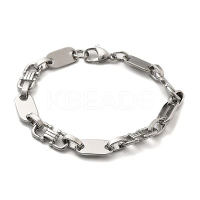 304 Stainless Steel Oval Link Chain Bracelets for Women Men BJEW-A033-04P-1