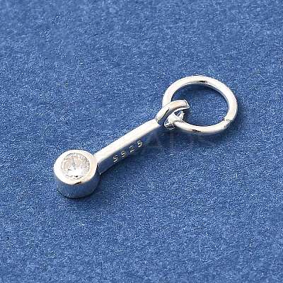 925 Streling Silver Pave Clear Cubic Zirconia Flat Round Charms LS-STER-I022-03S-1