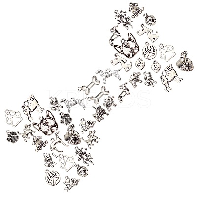Tibetan Style Alloy Puppy Pendants TIBEP-SC0001-66AS-1