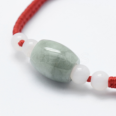 Natural Myanmar Jade/Burmese Jade Braided Bead Bracelets BJEW-F307-02-1