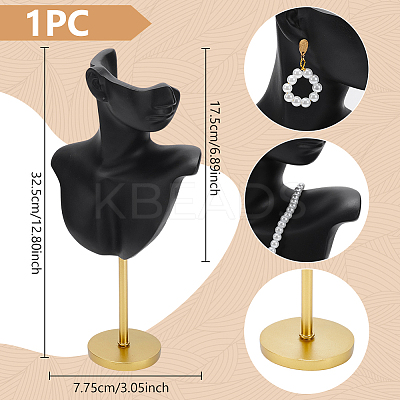 Resin Side Body Model Bust Shaped Jewelry Earrings Display Stands with Metal Base AJEW-WH0695-229A-1