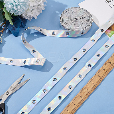 9 Yards Imitation Leather Ribbon with Platinum Plated Alloy Eyelets OCOR-AR0001-64B-1