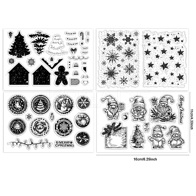 4Pcs 4 Styles Christmas Theme PVC Plastic Clear Stamps DIY-PH0023-41-1