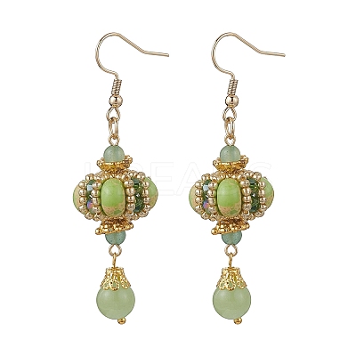 Lantern 304 Stainless Steel Synthetic Imperial Jasper Dangle Earrings EJEW-MZ00609-1