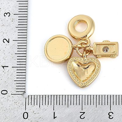 Rack Plating Brass Clear Cubic Zirconia European Dangle Charms KK-P287-18C-G-1