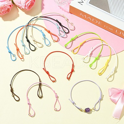 60Pcs 12 Colors Adjustable Waxed Polyester Cord Bracelet Making AJEW-CJ00011-1
