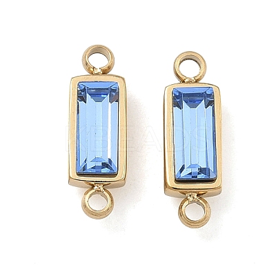 Birthstone 304 Stainless Steel Rhinestone Connector Charms STAS-L022-576G-09-1