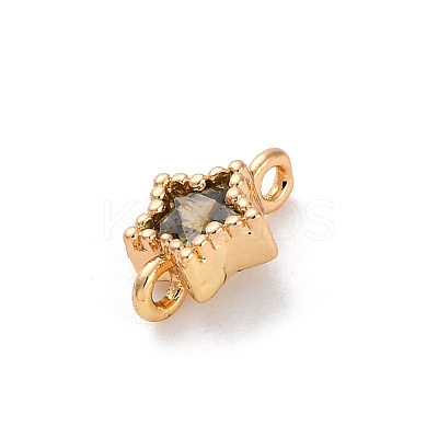 Brass Cubic Zirconia Star Connector Charms KK-Z084-11G-03-1