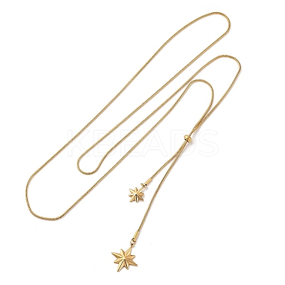 304 Stainless Steel Star Lariat Slider Necklaces NJEW-R026-14G-1