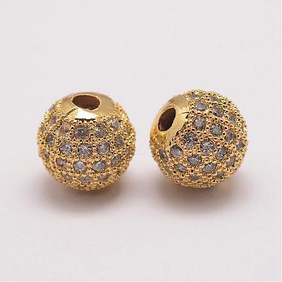 Brass Micro Pave Cubic Zirconia Beads ZIRC-E110-07G-1